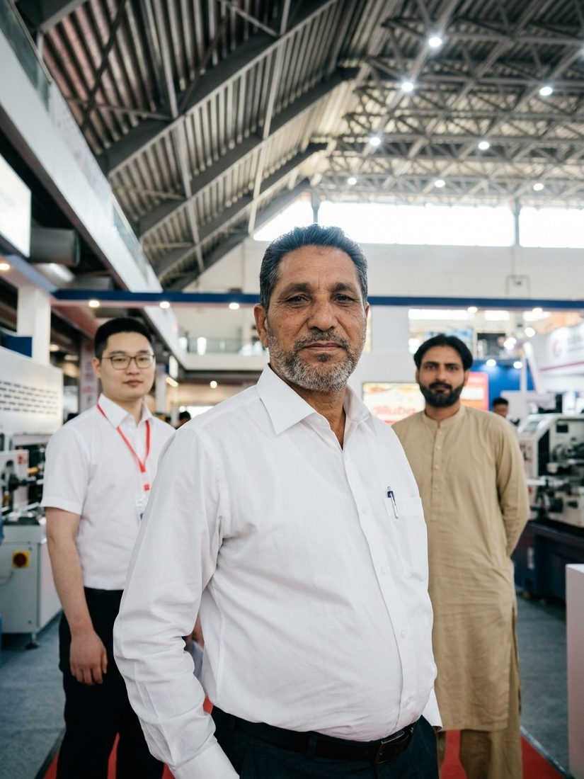 Abdul Rasheed Gill at a textile machinery exhibition